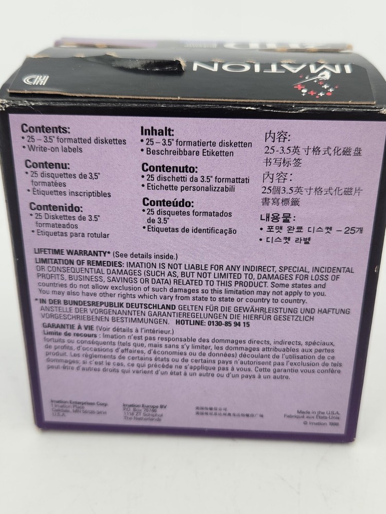 Imation 2HD 1.44 MB - IBM Format - 3.5” Diskettes - 25 Pack - New!