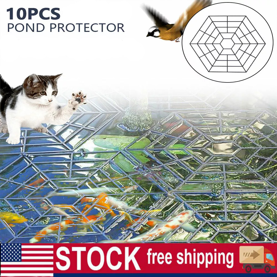Plastic Pond Fish Protector Net 10Pcs, Plastic Pond Fish Net Mesh Cover for Fish