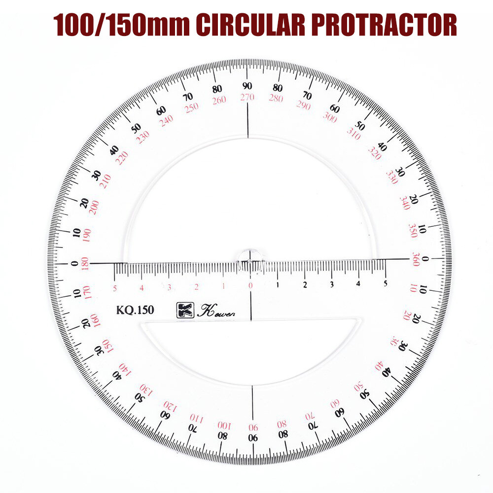 CIRCULAR PROTRACTOR 360 DEGREE 10 15CM TRANSPARENT PLASTIC