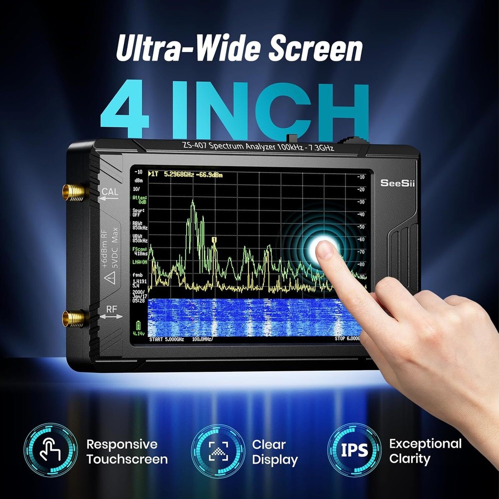 ZS407 Tiny Spectrum Analyzer 100kHz-7.3GHz Signal Generator/Frequency Analyzer