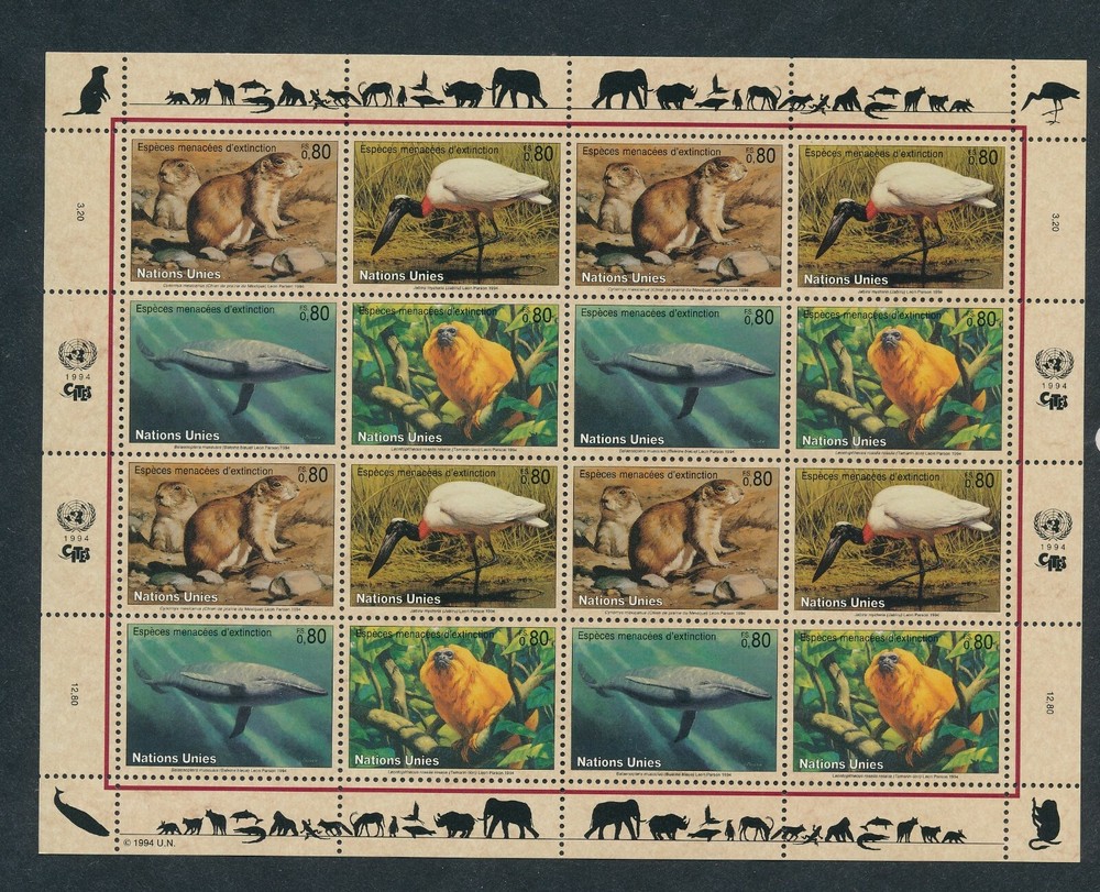 UN - GENEVA "ENDANGERED SPECIES" 7 DIFF MNH SHEETS CV $125+ *GREAT VALUE*