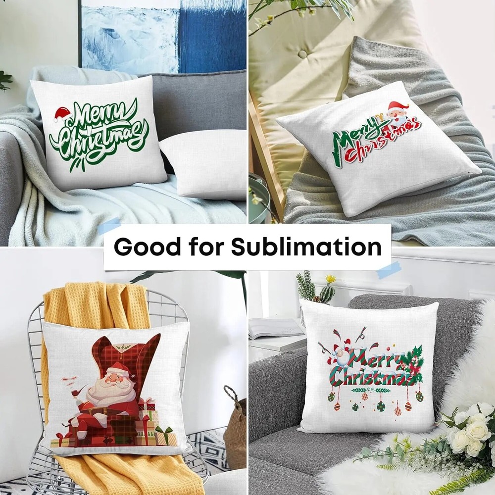 Customizable Heat Transfer Printed Pillowcase Linen Material Beige or White