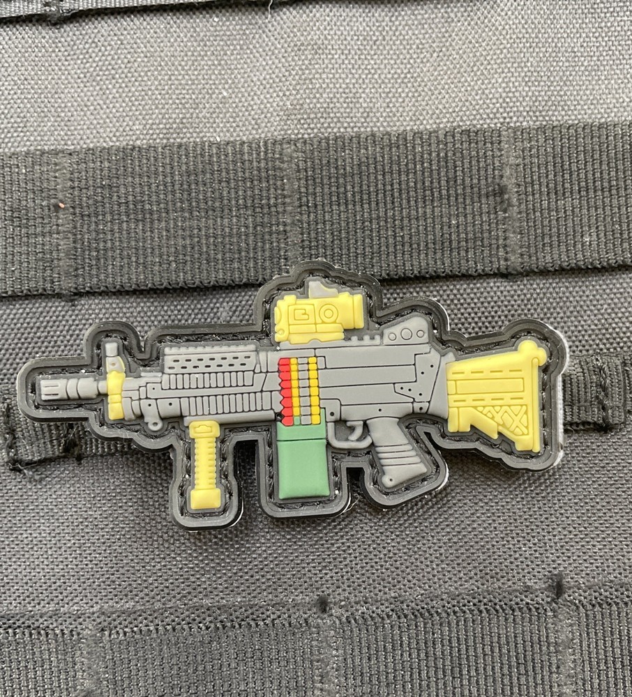 M249 SAW Machine Gun Weapon Tactical Morale Patch PVC