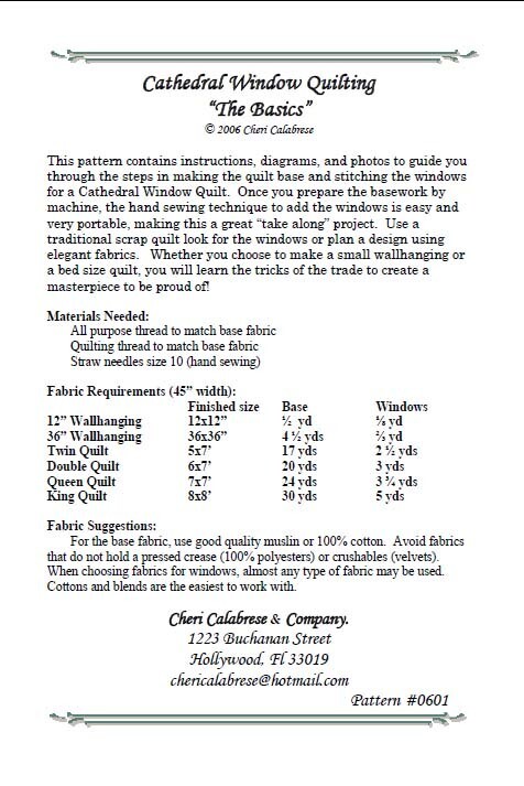 Cathedral Window Quilting Pattern "The Basics" Make Quilt, Wallhanging or Pillow