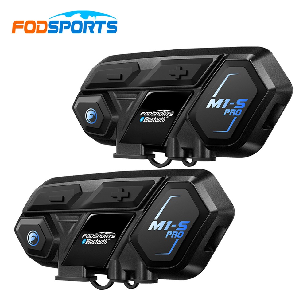 2x M1-S Pro Motorcycle Intercom 2000m 10 Riders Bluetooth Helmet Headset + Mic