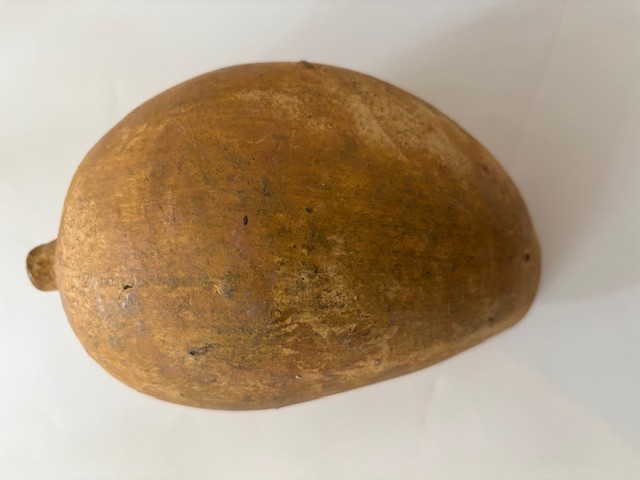 Studio pottery stoneware fruit with embossed leaf
