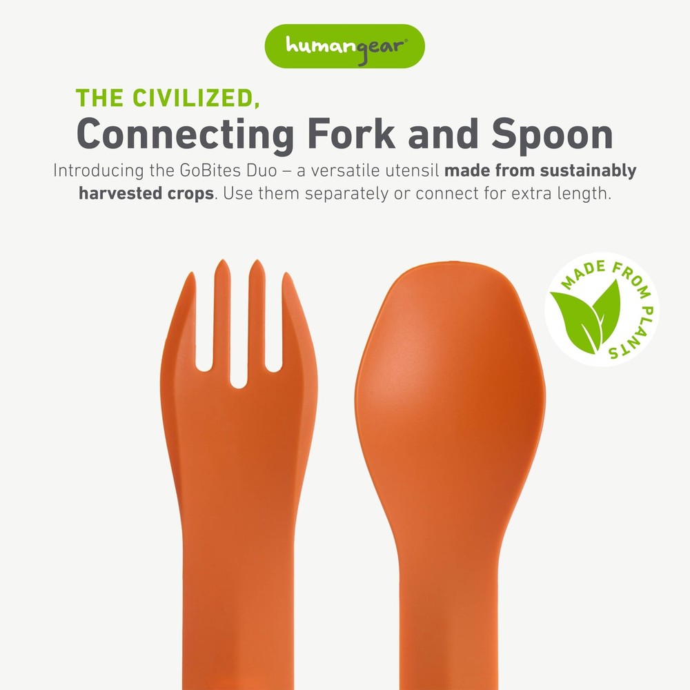 GoBites Duo Travel Silverware Portable Fork Spoon Reusable PC BPAFree