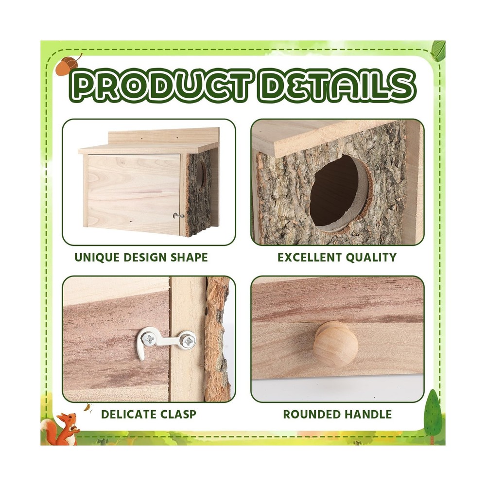 1 Pcs Large Squirrel Nesting Box Squirrel House for Outside Nesting Hanging H...