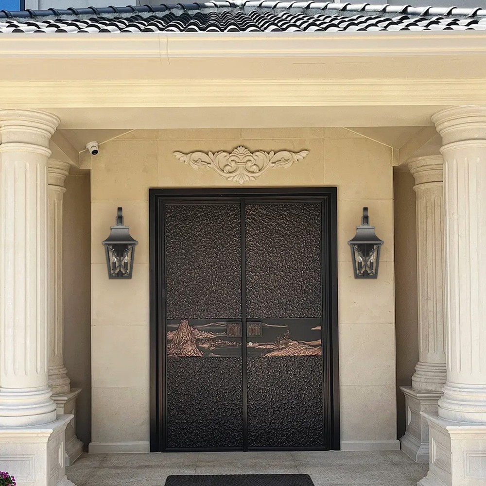 Outdoor Wall Lantern with 2-Light, Modern Waterproof Farmhouse Sconce (1 Pack)