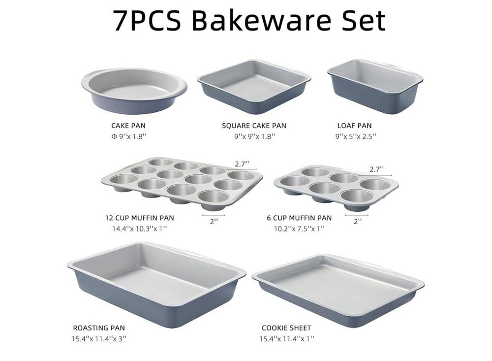 CAROTE 7-Piece Nonstick Stackable Baking Pans Set - Bakeware Sets Including Cook