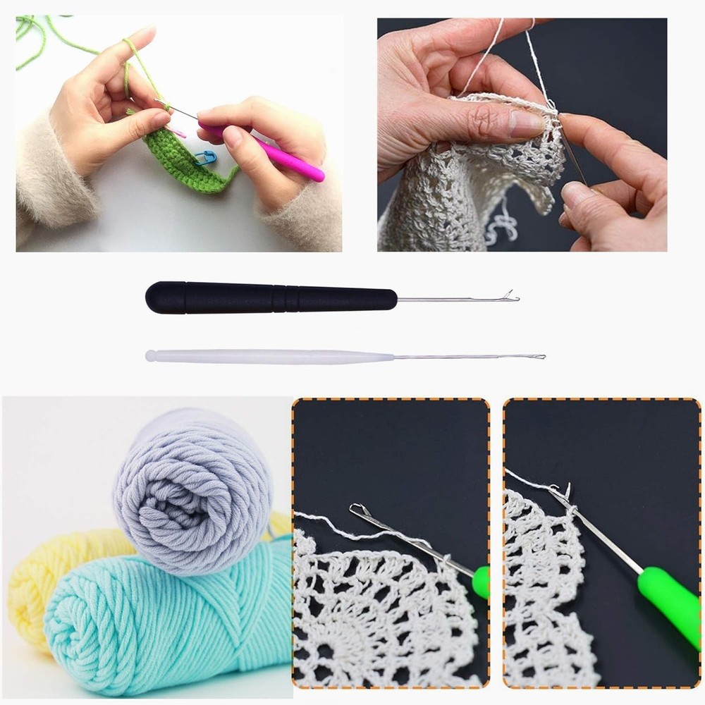 HAMIYELL Pack of 5 Different Sizes Latch Hook Crochet Needle Hook Tools for Brai
