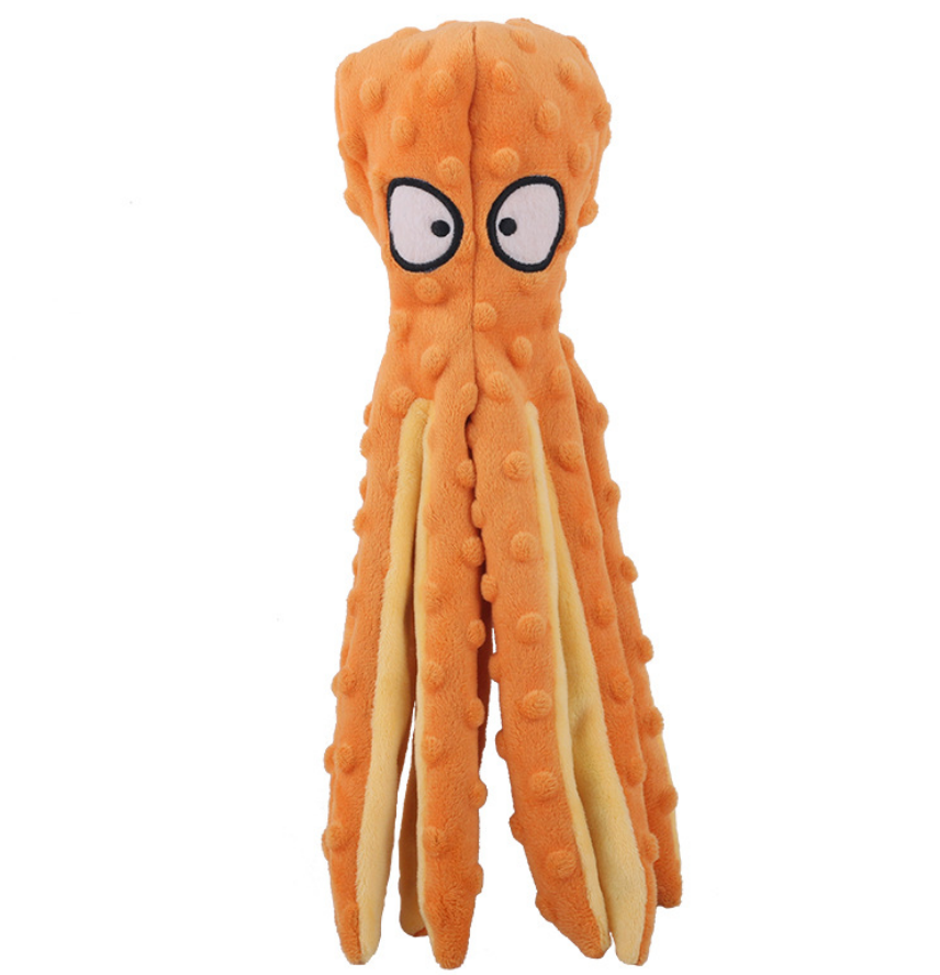 4 Pack Dog Squeaky Octopus Crinkle Plush No Stuffing Puzzle Interactive Chew