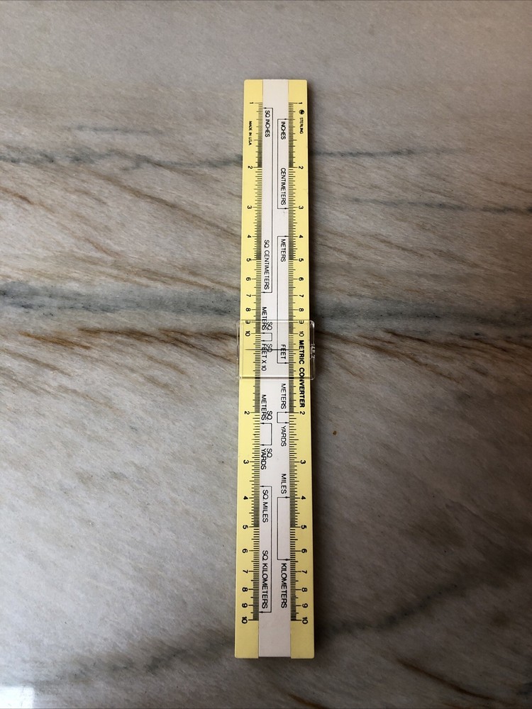 Sterling Metric Converter Slide Ruler Drafting Engineering Yellow White