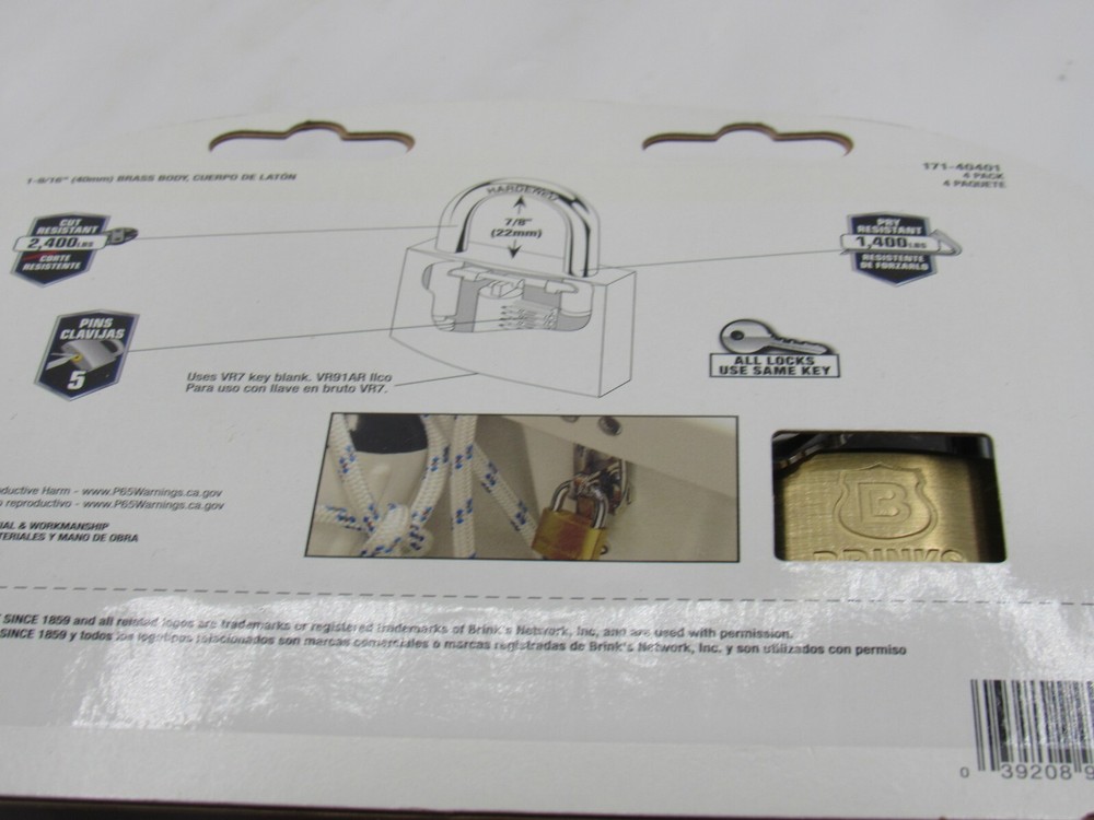 HIGH QUALITY HEAVY 4 PIECE BRINKS WEATHER RESISTANT HIGH SECURITY LOCKS