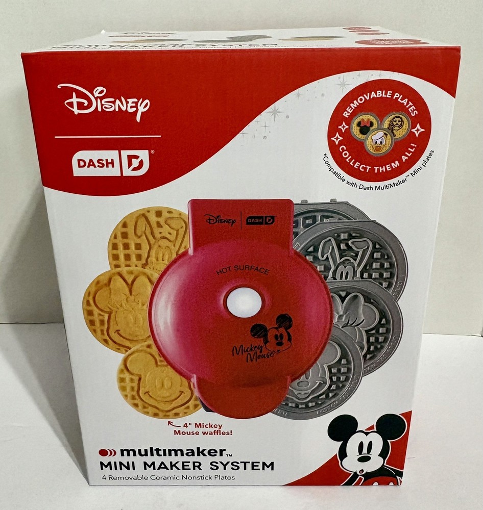 Disney Dash Mini Waffle Maker Multimaker with 4 Additional Character Plates NIB