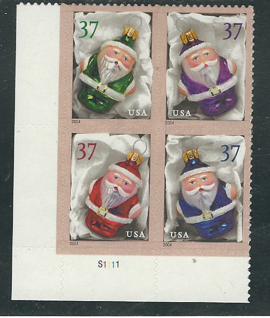 Scott #3883/6...37 Cent...Santa...Plate Block