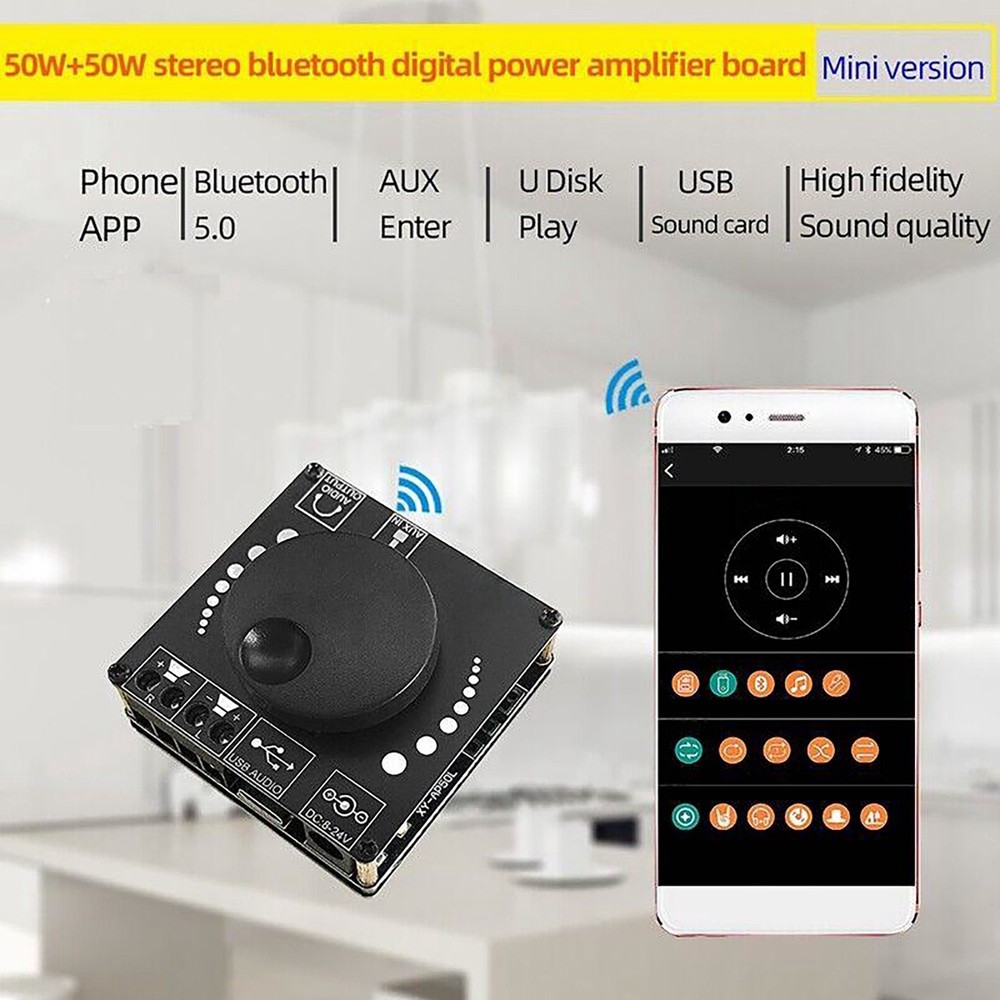 Mini Portable Bluetooth 5.0 Wireless Stereo Audio Power Digital Amplifier Board