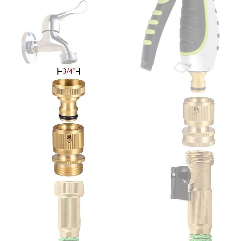 4 Pair Garden Hose Quick Connector 3/4" GHT Thread With Easy installation