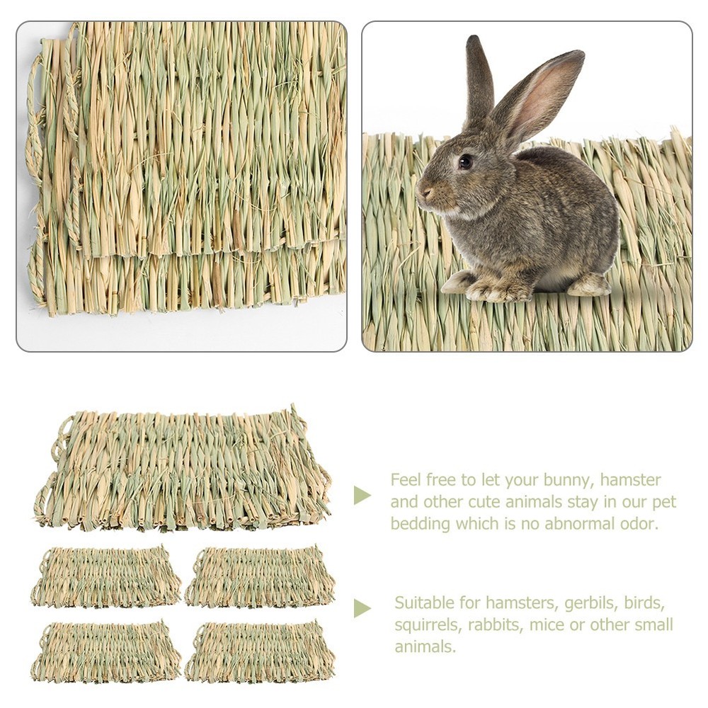 5 Pcs Small Hamster Sleeping Mat Straw Mats for Rabbits Bunny Bedding Cage