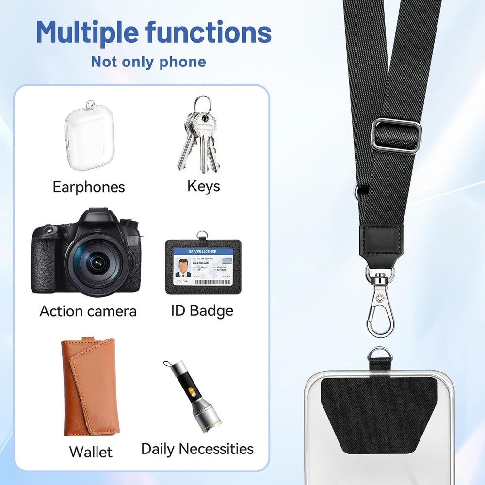 Phone lanyard universal adjustable neck strap 2 pack black