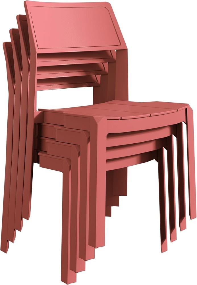 4 Pack Plastic Stacking Chairs Stackable Dining Chairs Kitchen Restaurant Patio