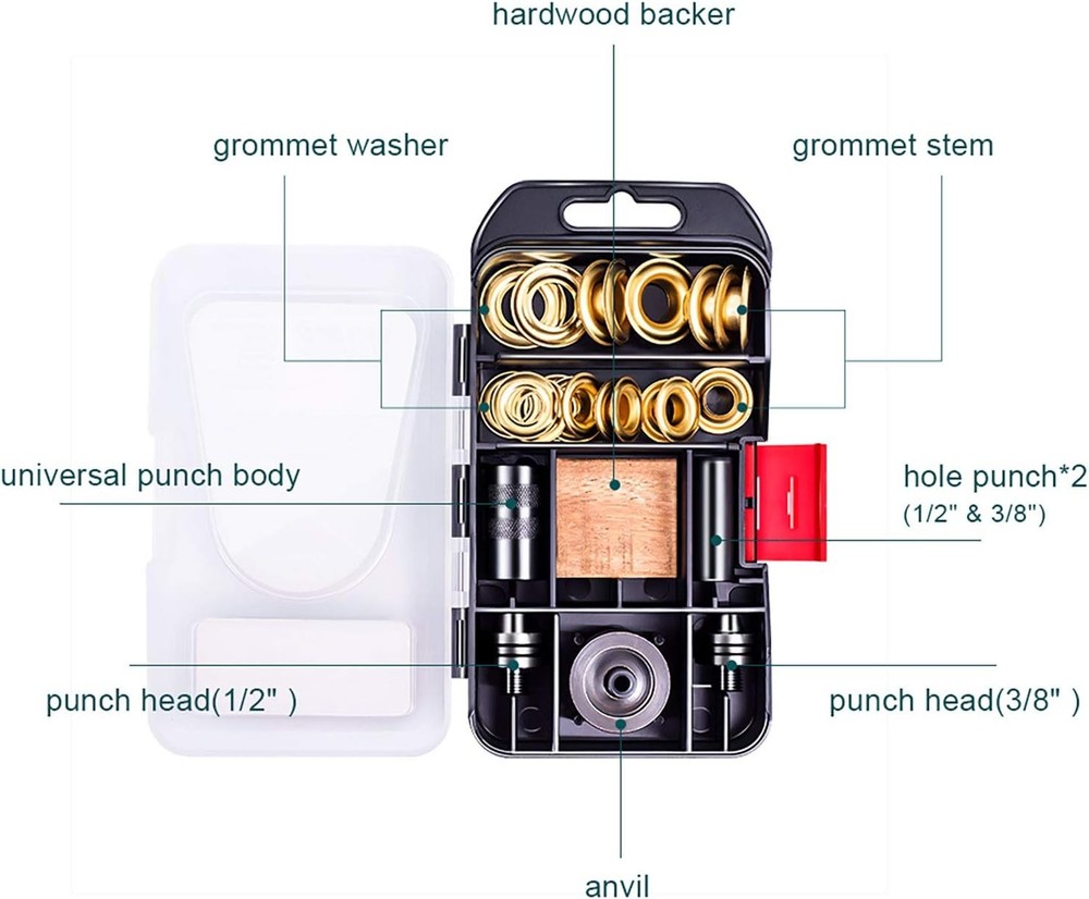 Grommet Kit NEU MASTER Inch and Inch Solid Brass Grommets With Eyelets