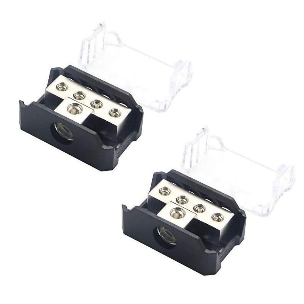 2Pcs Power Ground Amp Distribution Block Equipped with screw-down wire clamps