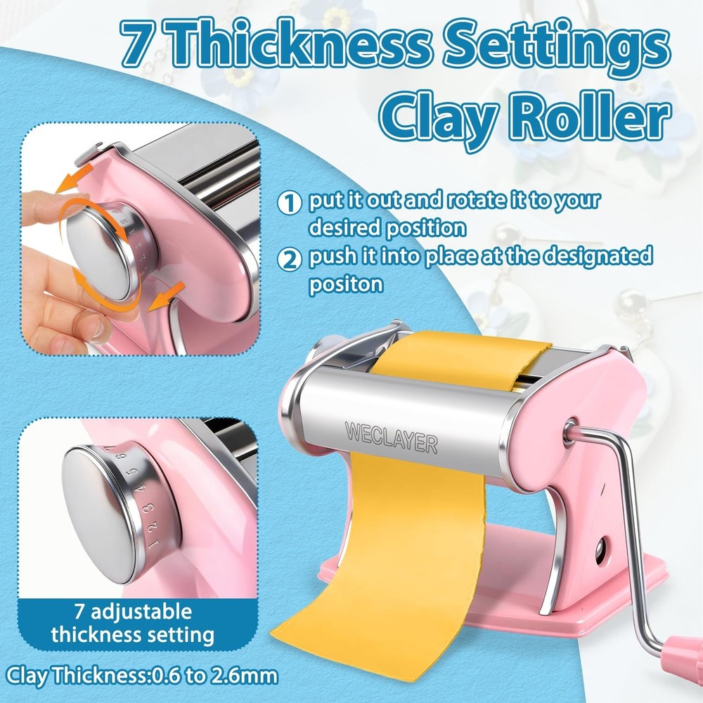 Polymer Clay Press Machine,Clay Roller Machine,Includes Clamp and Hand Crank,...