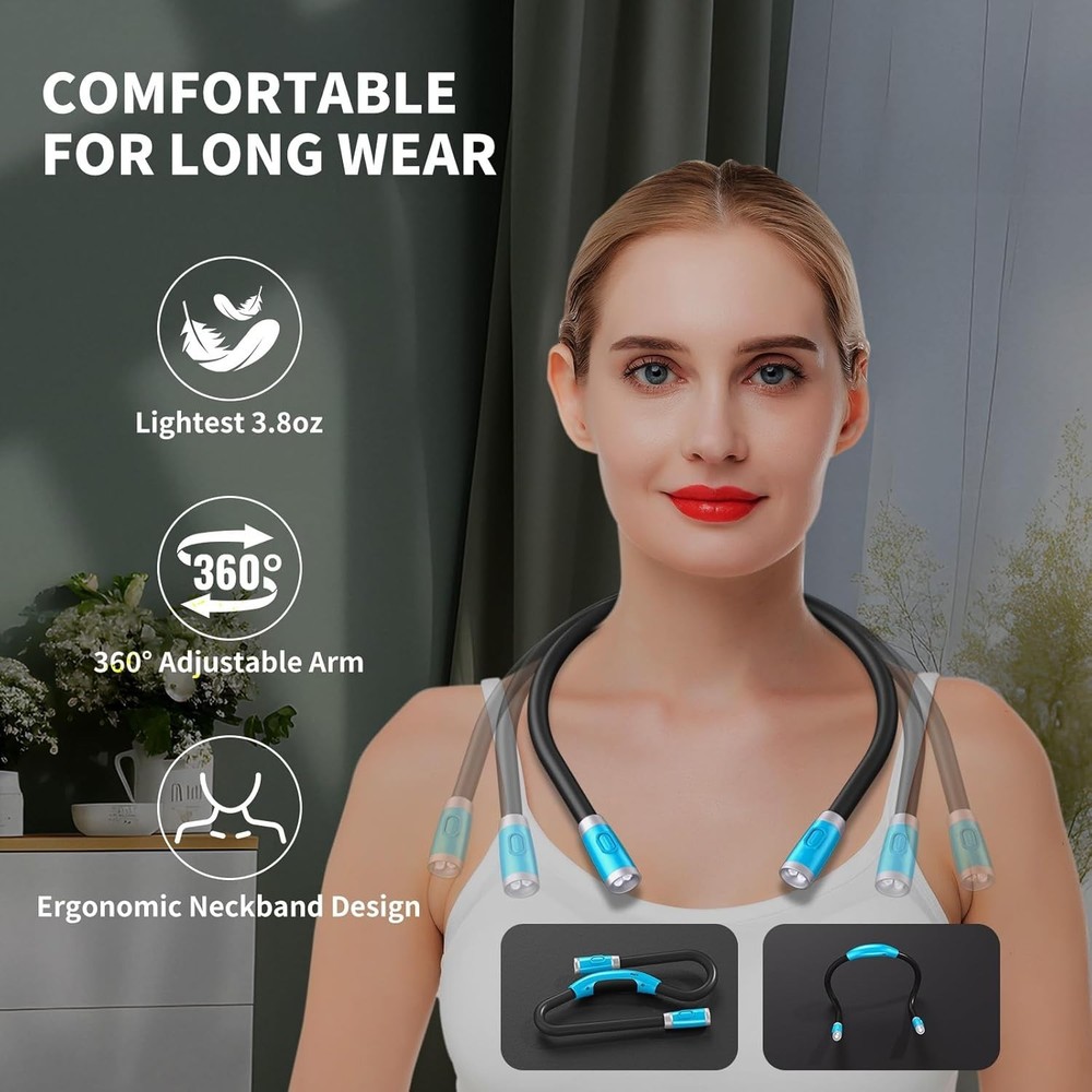 Rechargeable Book Light for Bed Reading - Flexible Arms