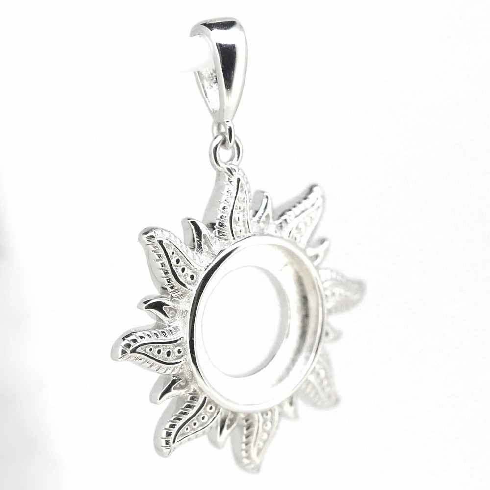 Sterling Silver Semi Mount Pendant Setting Round RD 10x10mm