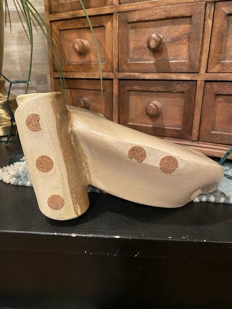 Unique Handmade Art Pottery Abstract Design Planter With Etchings
