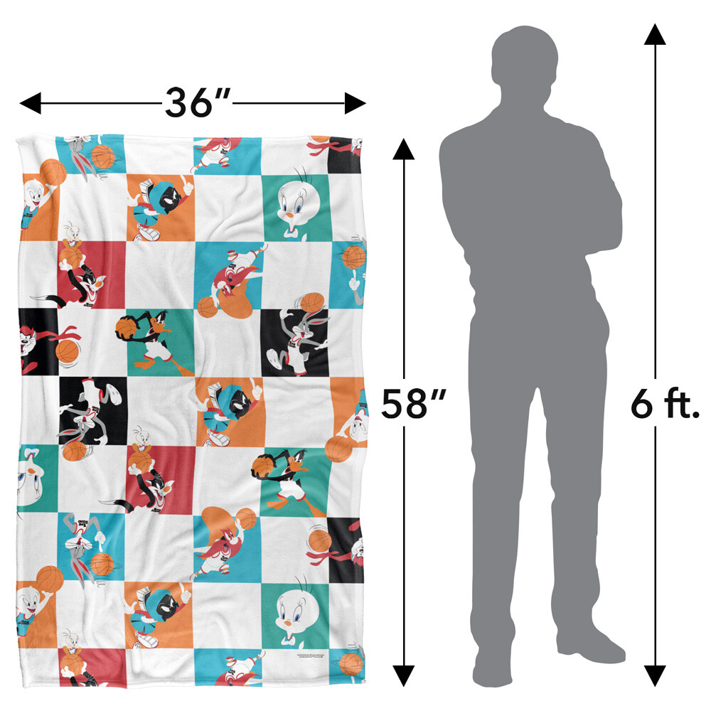 Space Jam 2 Character Tiles Silky Touch Super Soft Throw Blanket, 36"x58"