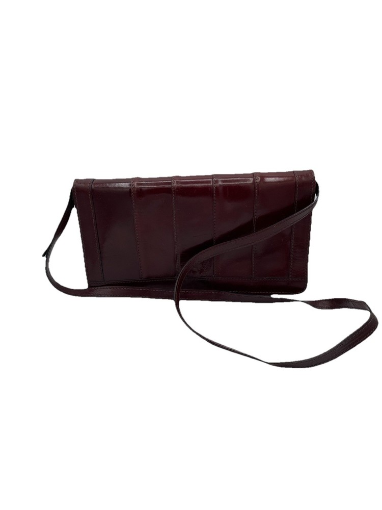 Vintage Rare Michael Rome Ruby Red High Gloss Eel Leather Crossbody 8x6x2