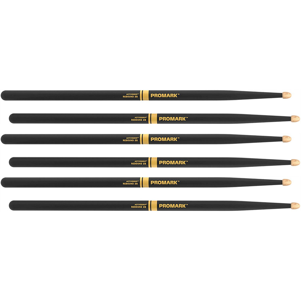 3 PACK Promark Rebound 2B ActiveGrip Acorn Tip Drumsticks