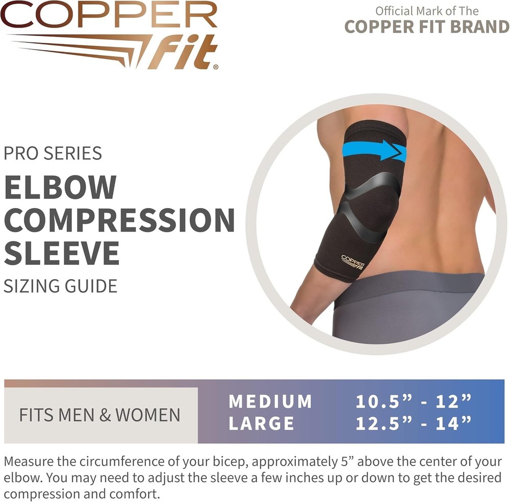 Copper Fit Pro Series Performance Compression Elbow Sleeve Copperfit - Large