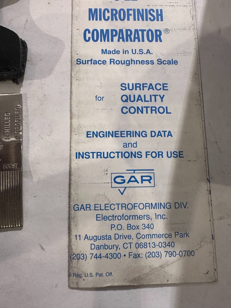 GAR S-22 Microfinish Comparator Plate, Case, Instructions