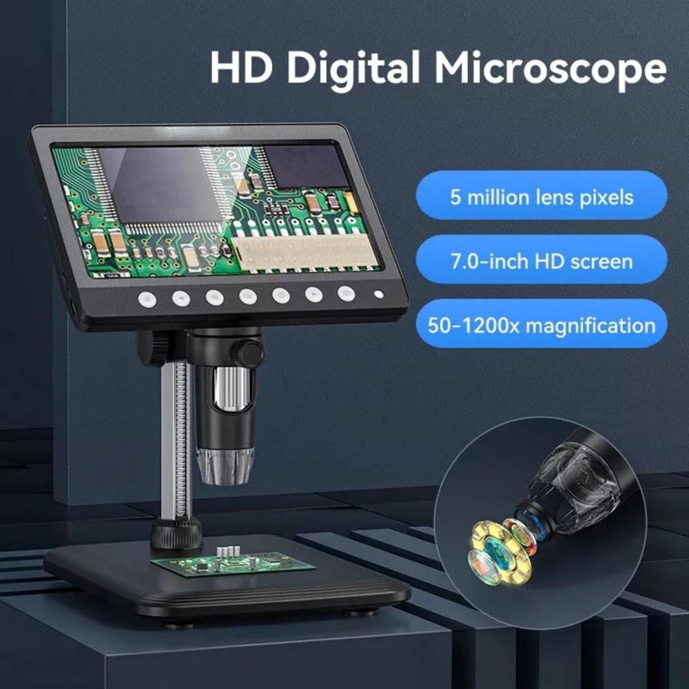 7 "IPS Digital Microscope Tool 1200X 1080P Video Focusing Camera Microscope