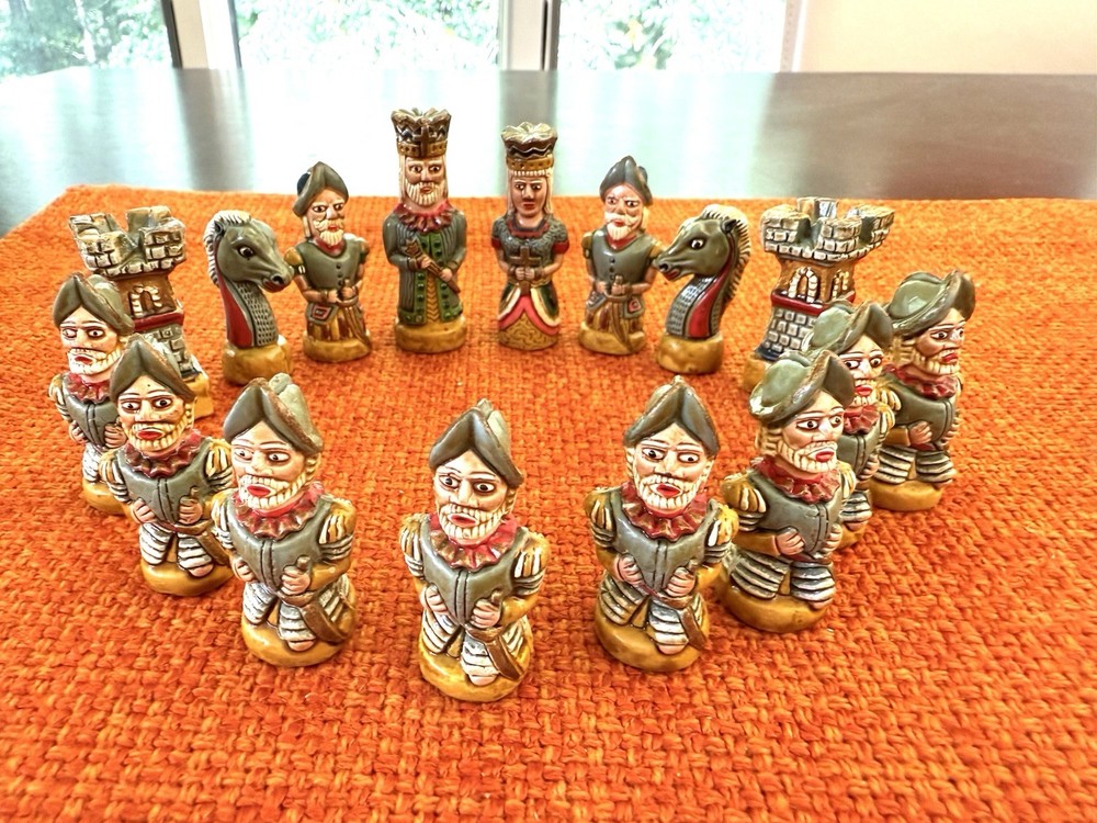 Chest Set Inca Warriors & Spaniards Hand-painted Ceramic