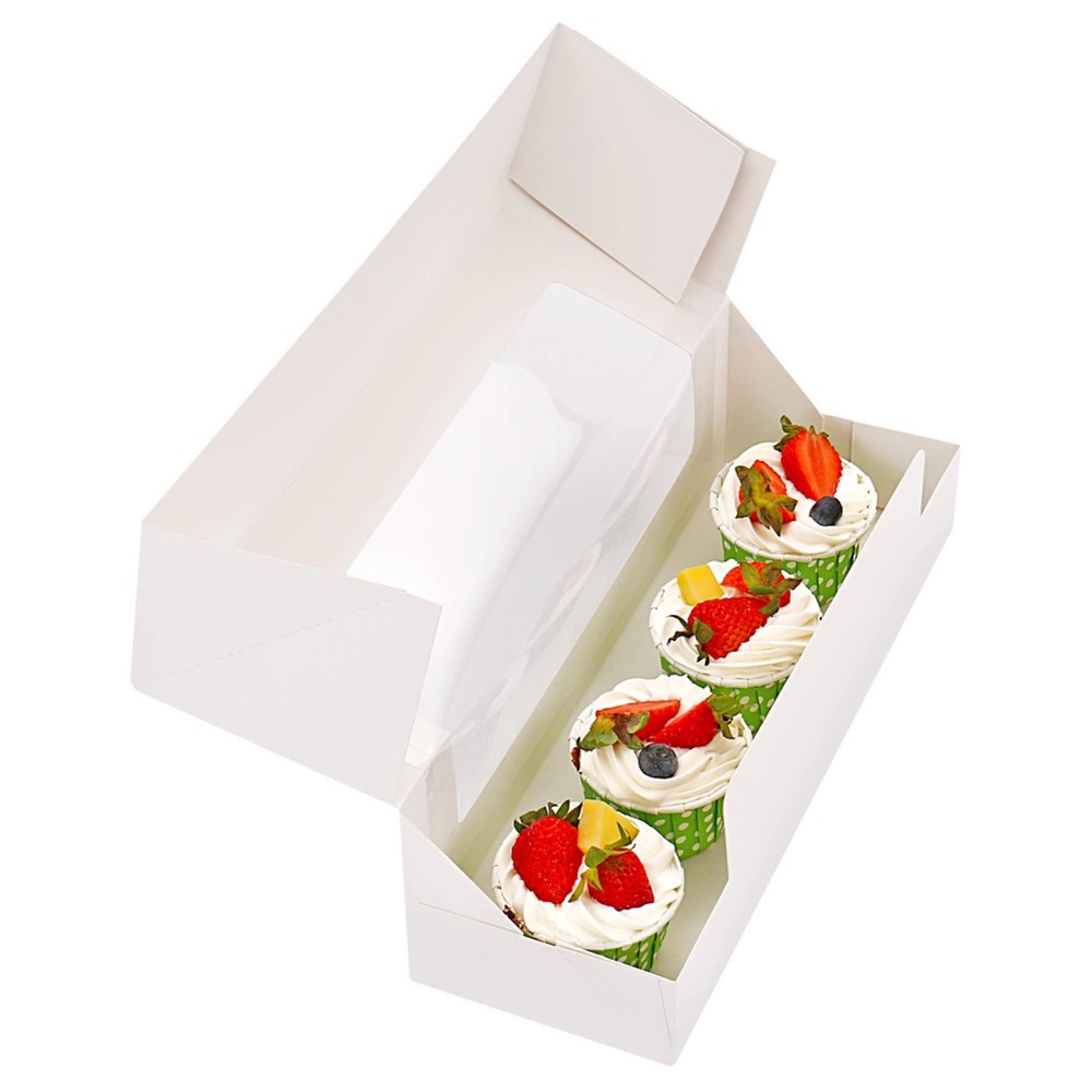 24-Pack 12"X4"X3.5"Roll Cake Boxes Loaf Pumpkin White Bakery with Window