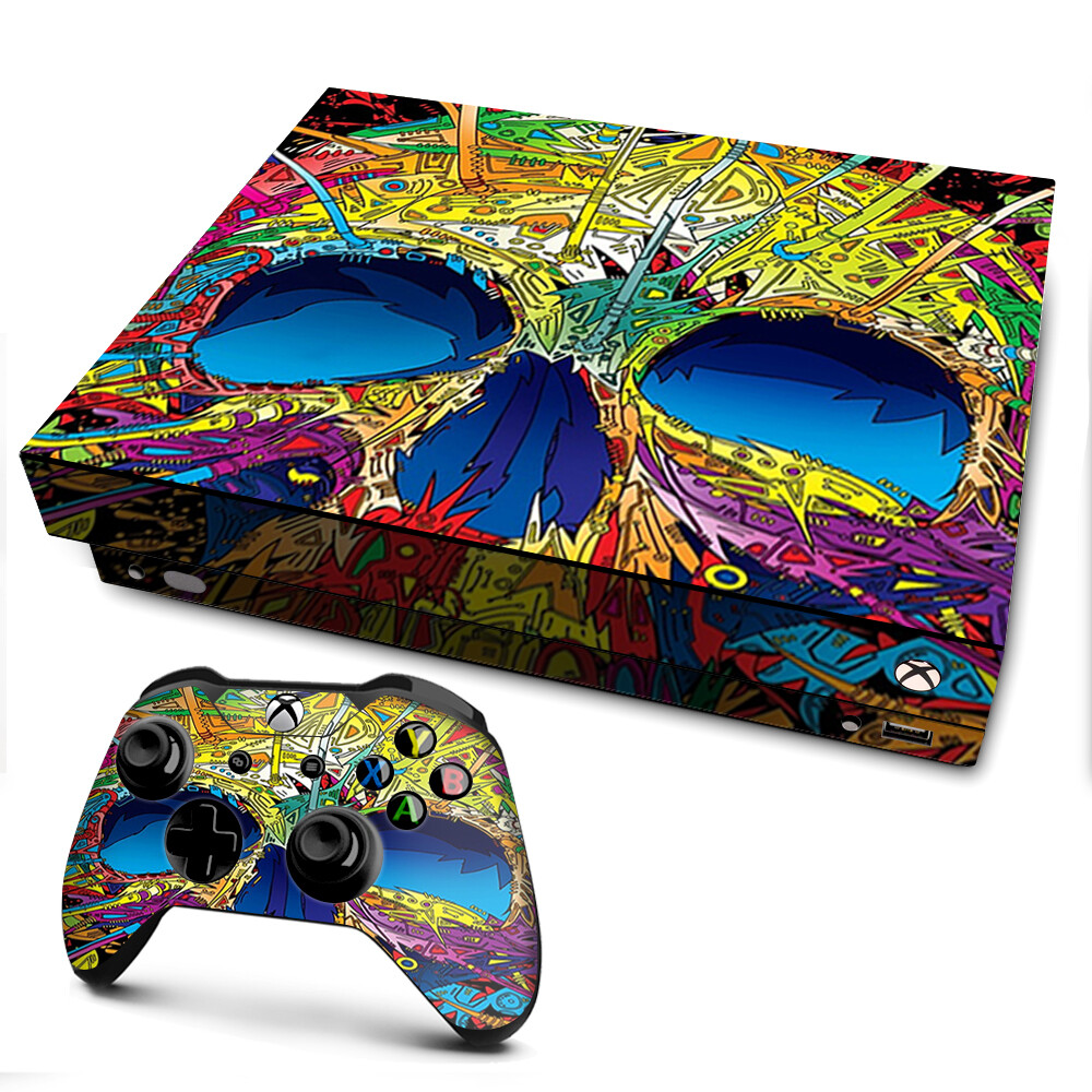 Xbox One X Console Skins Decal Wrap ONLY colorful skull 1