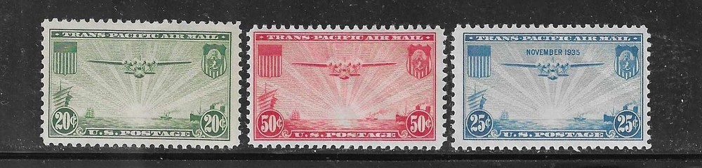 US #C20-C22 1935 TRANSPACIFIC ISSUES-  MINT NEVER HINGED