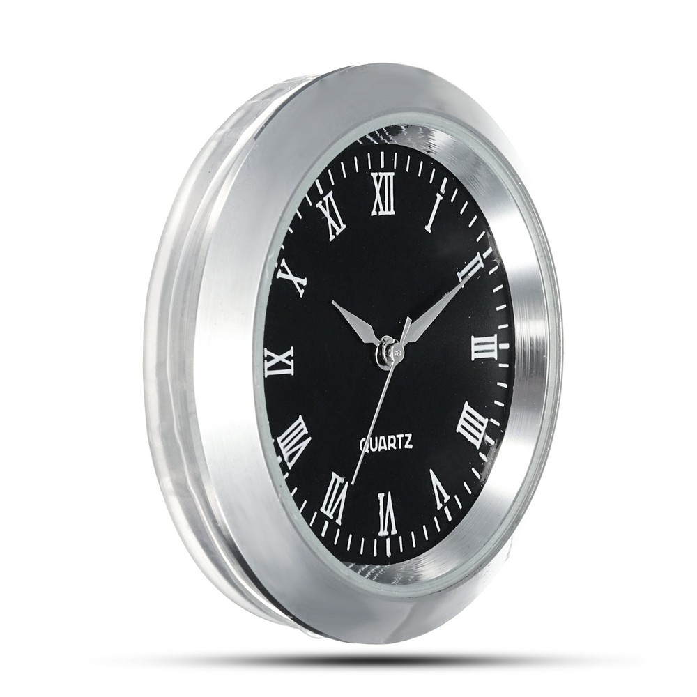 ShoppeWatch Mini Clock Insert 1 7/16" (35mm) Quartz 35mm, Silver / Black