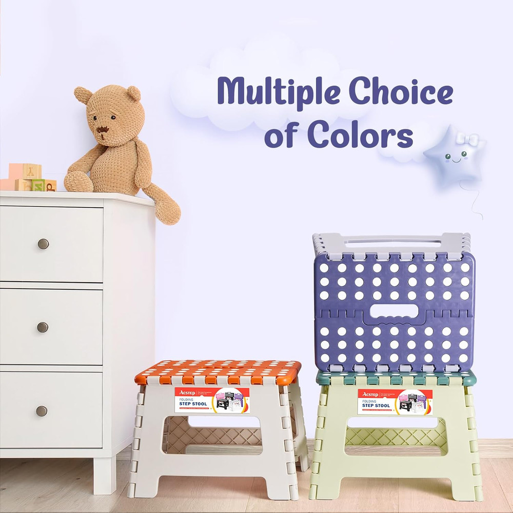 9 Inch Folding Step Stool 300 LB Capacity Plastic Foldable Step Stools for Kids