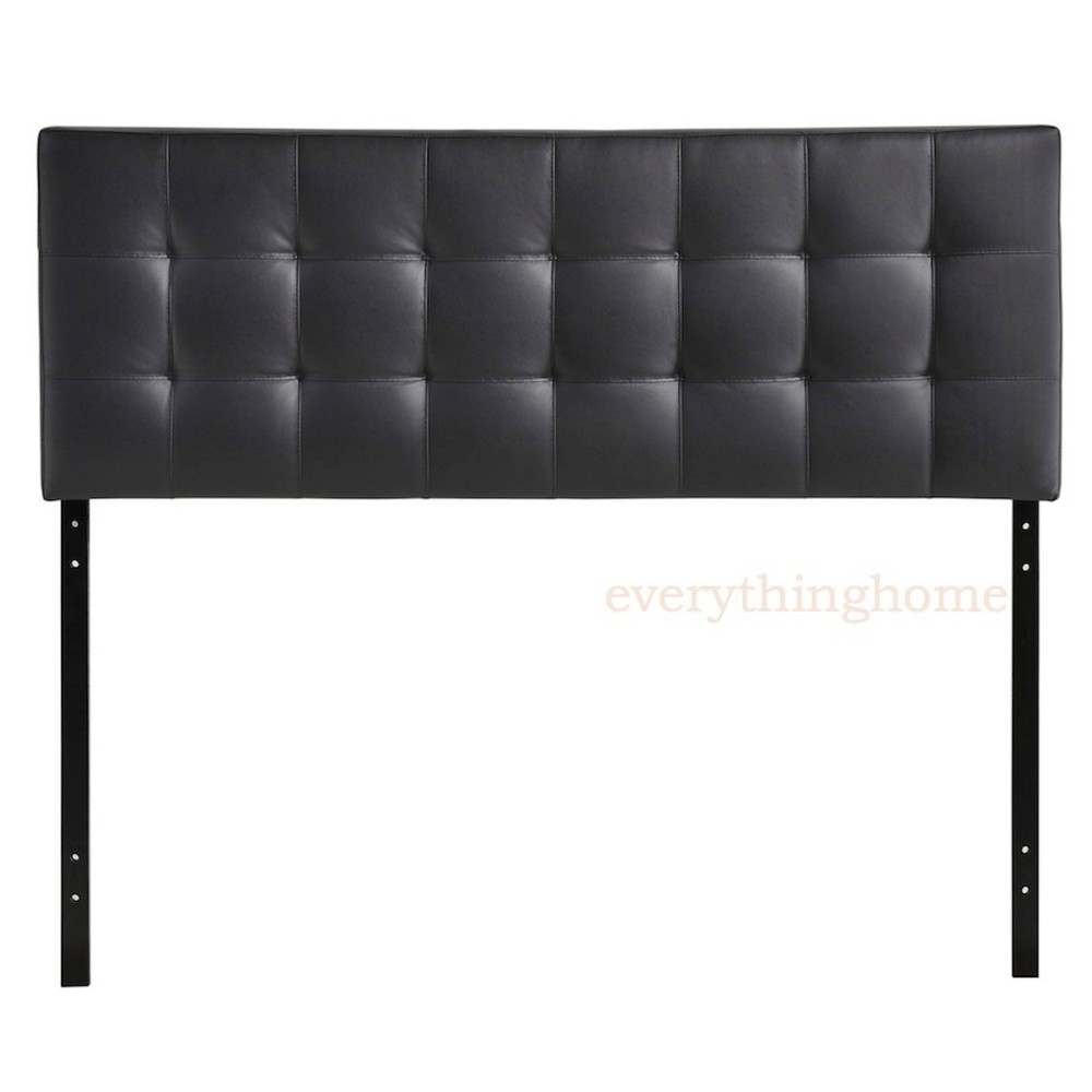 Modern King Vinyl Headboard Button Tufted Upholstered Brown, Black, White