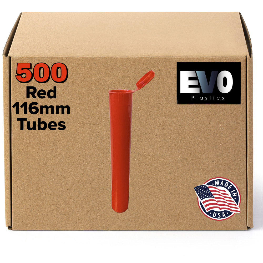 116mm Red King Size Pop Top Tubes - Plastic Storage(500 count)