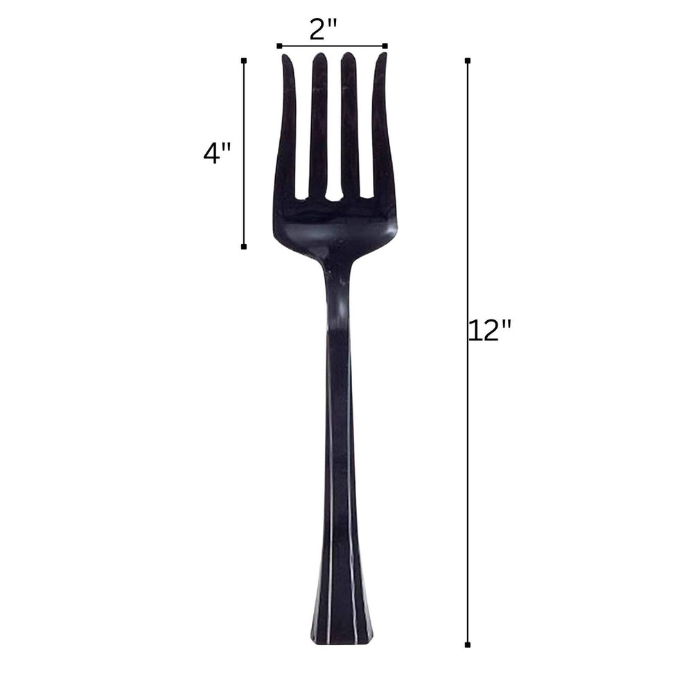 12" Black heavy weight plastic serving fork: 2 Pack