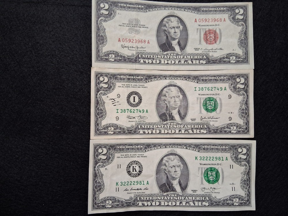 1963 $2 Red Seal and 2003 $2 Notes (2)