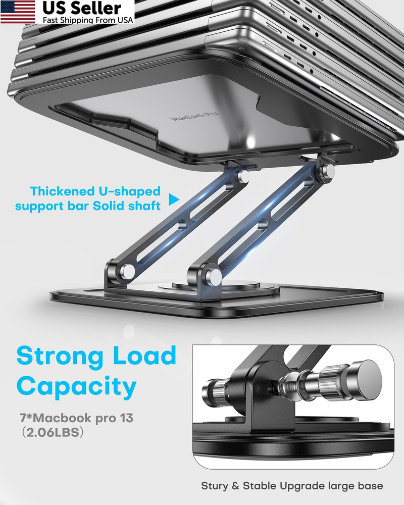 LOXP Adjustable Laptop Stand, Computer Stand with 360 Rotating Classic Black