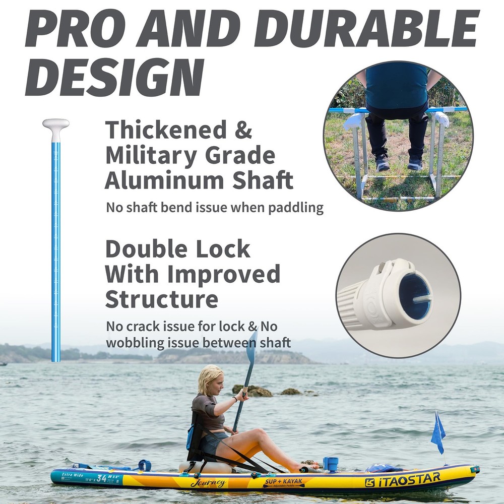 P01E-Orange & Black, SUP Paddle 3-Piece Floating Foldable Paddle Adjustable 1...