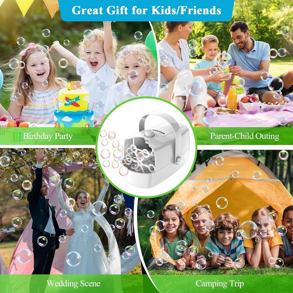 Bubble Machine, 3-in-1 Bubble Maker, Bubble Blower with 3 Bubble Wheels, Make...